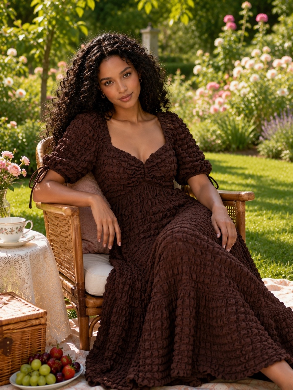 Endless Rose BUBBLE PUFF SLEEVE MAXI DRESS